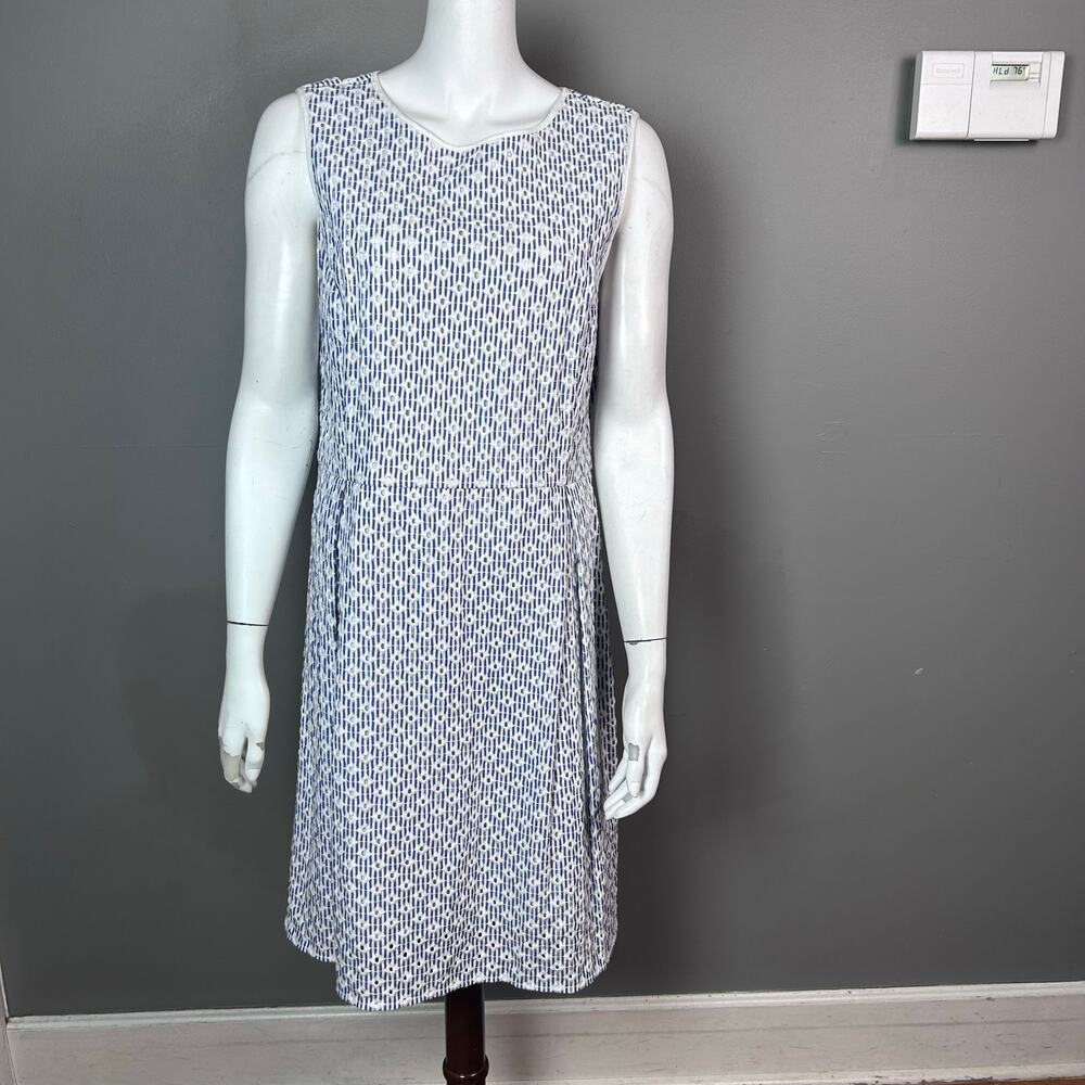 Brooks Brothers dress size 14 summer white blue eyelet preppy professional work - Picture 4 of 13